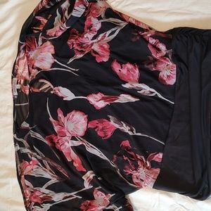 J Lopez Floral Open Shoulder Wide Waist Blouse